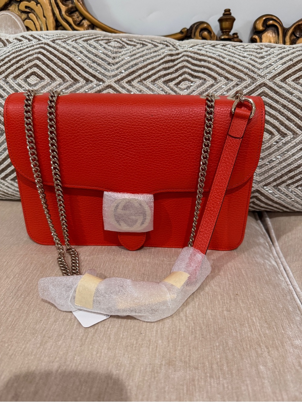 NEW Gucci Marmont GG orange Leather Interlocking Purse Handbag
